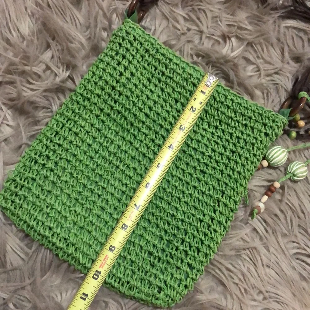 FREE WITH $25 PURCHASE Sun N Sand Woven Bag-Crossbody-Beaded Accents-Green/Brown